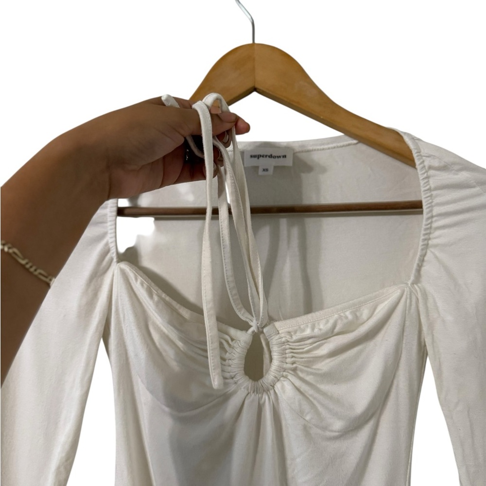 Revolve Superdown Storme White Halter Long Sleeve… - image 3